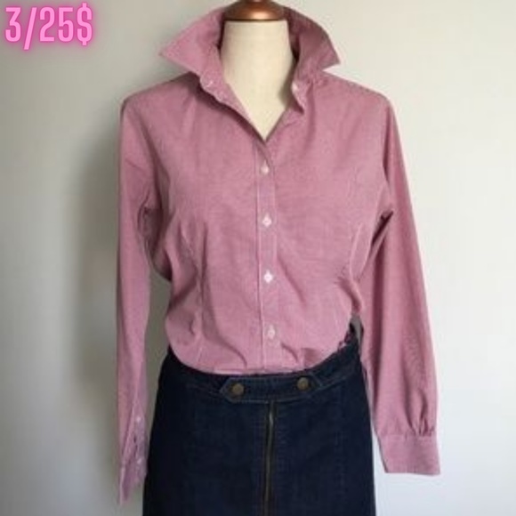 Van Heusen - Checked Pink & White Long Sleeve Button up Shirt - 3/25$ - Picture 1 of 8